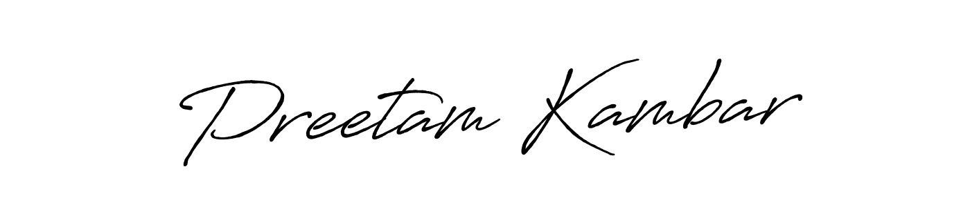 How to make Preetam Kambar name signature. Use Antro_Vectra_Bolder style for creating short signs online. This is the latest handwritten sign. Preetam Kambar signature style 7 images and pictures png