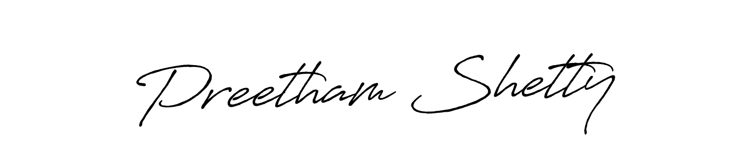How to make Preetham Shetty name signature. Use Antro_Vectra_Bolder style for creating short signs online. This is the latest handwritten sign. Preetham Shetty signature style 7 images and pictures png
