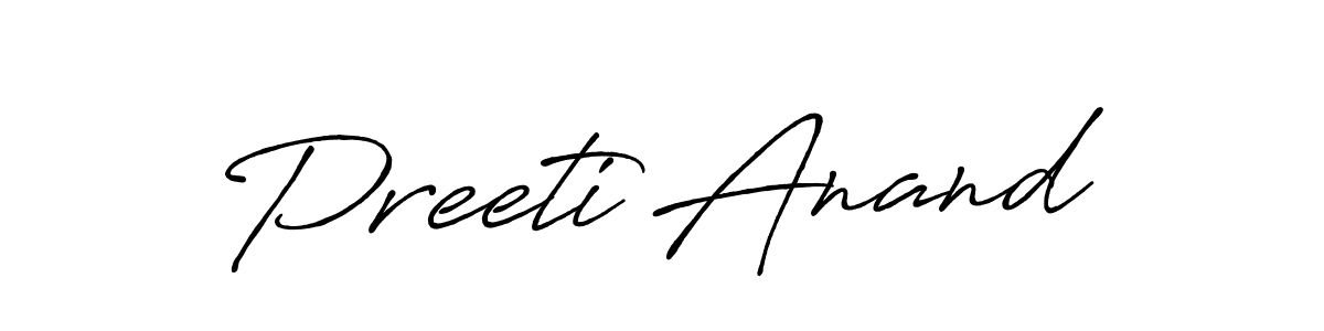 The best way (Antro_Vectra_Bolder) to make a short signature is to pick only two or three words in your name. The name Preeti Anand include a total of six letters. For converting this name. Preeti Anand signature style 7 images and pictures png