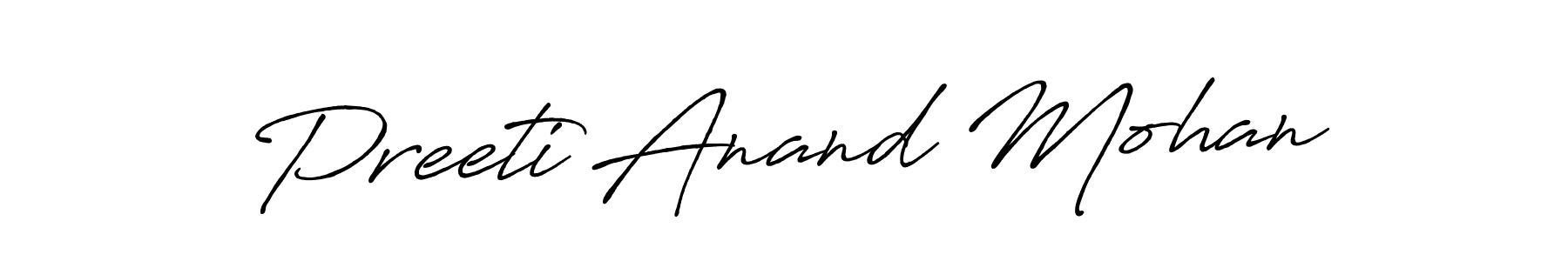 How to make Preeti Anand Mohan name signature. Use Antro_Vectra_Bolder style for creating short signs online. This is the latest handwritten sign. Preeti Anand Mohan signature style 7 images and pictures png