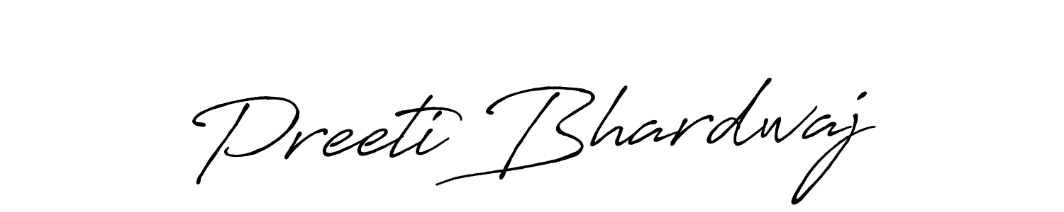 Create a beautiful signature design for name Preeti Bhardwaj. With this signature (Antro_Vectra_Bolder) fonts, you can make a handwritten signature for free. Preeti Bhardwaj signature style 7 images and pictures png