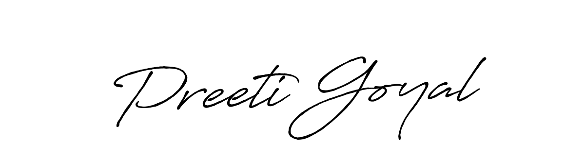 It looks lik you need a new signature style for name Preeti Goyal. Design unique handwritten (Antro_Vectra_Bolder) signature with our free signature maker in just a few clicks. Preeti Goyal signature style 7 images and pictures png