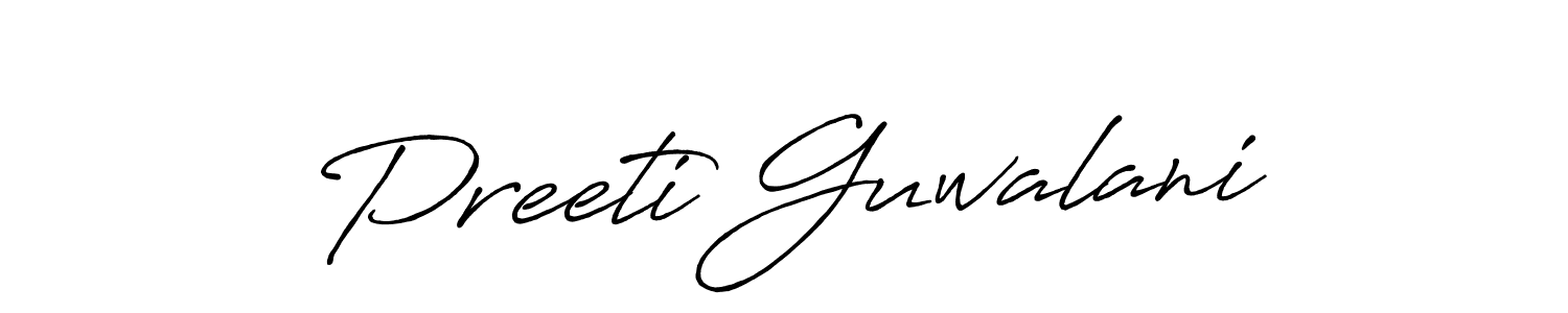 Antro_Vectra_Bolder is a professional signature style that is perfect for those who want to add a touch of class to their signature. It is also a great choice for those who want to make their signature more unique. Get Preeti Guwalani name to fancy signature for free. Preeti Guwalani signature style 7 images and pictures png