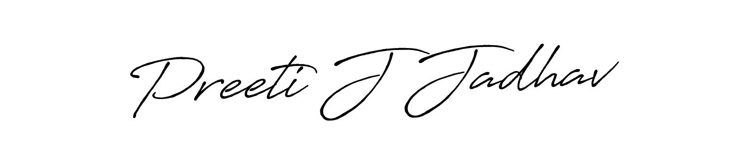 Make a beautiful signature design for name Preeti J Jadhav. With this signature (Antro_Vectra_Bolder) style, you can create a handwritten signature for free. Preeti J Jadhav signature style 7 images and pictures png