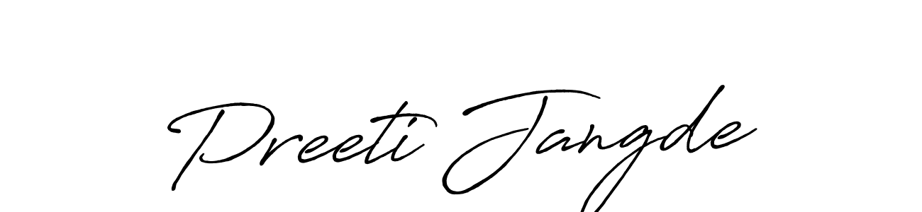 How to make Preeti Jangde name signature. Use Antro_Vectra_Bolder style for creating short signs online. This is the latest handwritten sign. Preeti Jangde signature style 7 images and pictures png