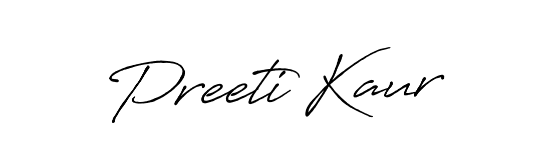 Create a beautiful signature design for name Preeti Kaur. With this signature (Antro_Vectra_Bolder) fonts, you can make a handwritten signature for free. Preeti Kaur signature style 7 images and pictures png