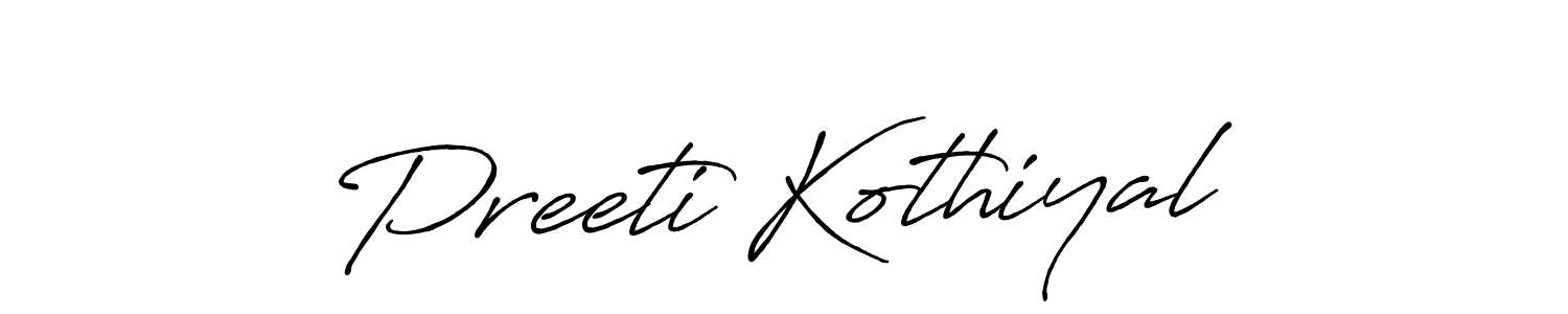 Create a beautiful signature design for name Preeti Kothiyal. With this signature (Antro_Vectra_Bolder) fonts, you can make a handwritten signature for free. Preeti Kothiyal signature style 7 images and pictures png