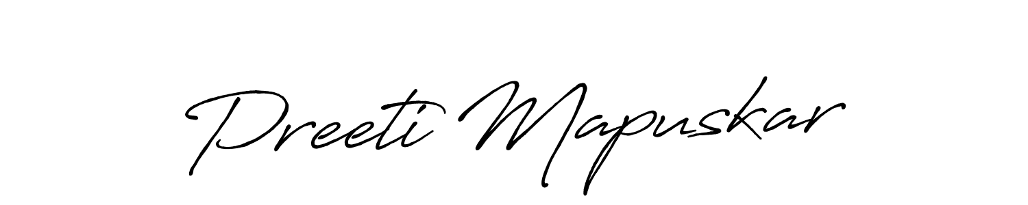 How to make Preeti Mapuskar name signature. Use Antro_Vectra_Bolder style for creating short signs online. This is the latest handwritten sign. Preeti Mapuskar signature style 7 images and pictures png