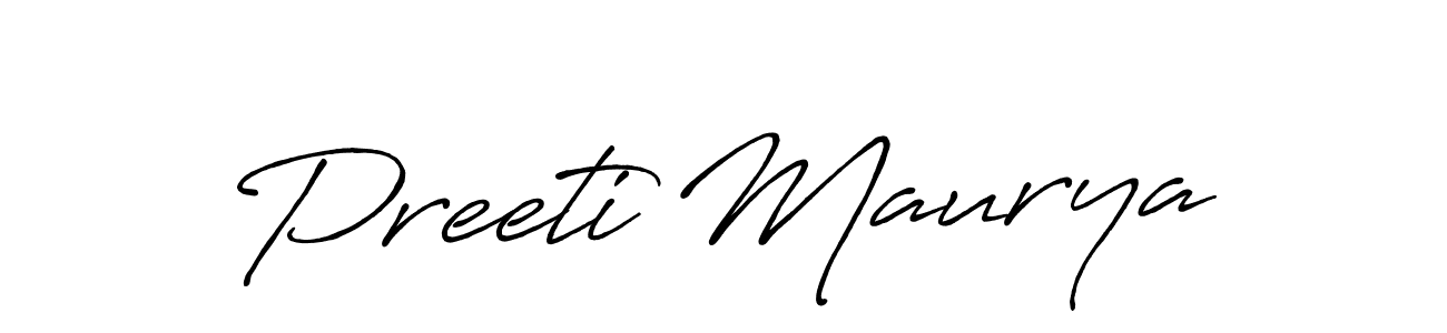 Make a beautiful signature design for name Preeti Maurya. With this signature (Antro_Vectra_Bolder) style, you can create a handwritten signature for free. Preeti Maurya signature style 7 images and pictures png