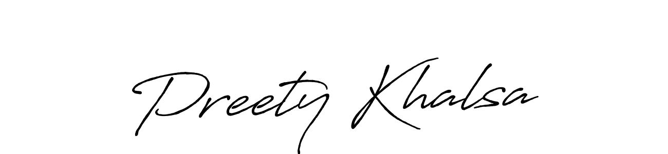 How to make Preety Khalsa name signature. Use Antro_Vectra_Bolder style for creating short signs online. This is the latest handwritten sign. Preety Khalsa signature style 7 images and pictures png