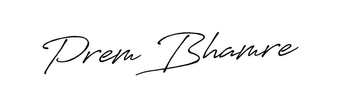 How to make Prem Bhamre name signature. Use Antro_Vectra_Bolder style for creating short signs online. This is the latest handwritten sign. Prem Bhamre signature style 7 images and pictures png
