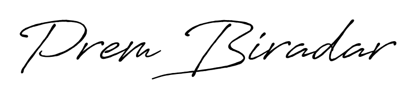 Quickly download Prem Biradar name signature in high-resolution PNG using Antro_Vectra_Bolder style. Ready to insert into PDFs and online applications. Prem Biradar signature style 7 images and pictures png