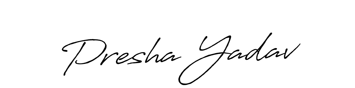 The best way (Antro_Vectra_Bolder) to make a short signature is to pick only two or three words in your name. The name Presha Yadav include a total of six letters. For converting this name. Presha Yadav signature style 7 images and pictures png