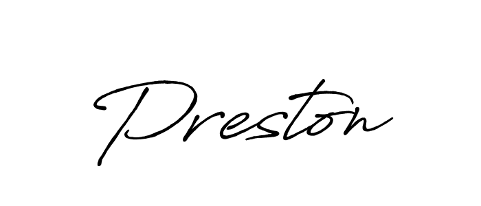 Create a beautiful signature design for name Preston. With this signature (Antro_Vectra_Bolder) fonts, you can make a handwritten signature for free. Preston signature style 7 images and pictures png