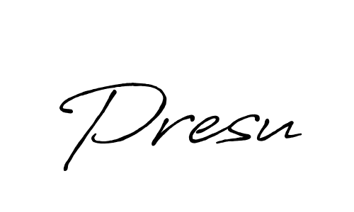 How to make Presu signature? Antro_Vectra_Bolder is a professional autograph style. Create handwritten signature for Presu name. Presu signature style 7 images and pictures png