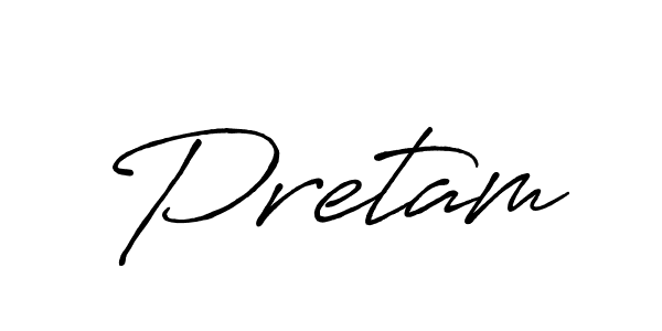 Make a beautiful signature design for name Pretam. With this signature (Antro_Vectra_Bolder) style, you can create a handwritten signature for free. Pretam signature style 7 images and pictures png