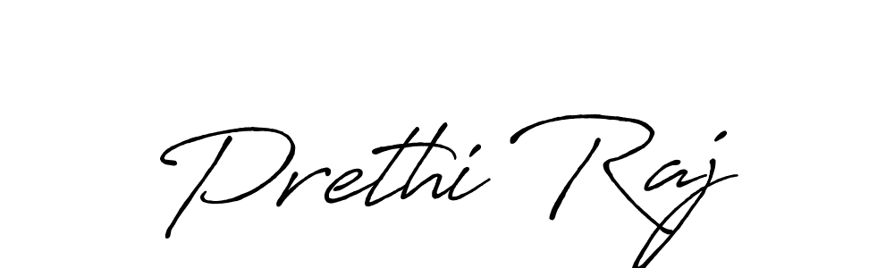 How to make Prethi Raj name signature. Use Antro_Vectra_Bolder style for creating short signs online. This is the latest handwritten sign. Prethi Raj signature style 7 images and pictures png