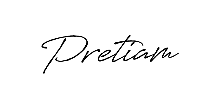 Create a beautiful signature design for name Pretiam. With this signature (Antro_Vectra_Bolder) fonts, you can make a handwritten signature for free. Pretiam signature style 7 images and pictures png