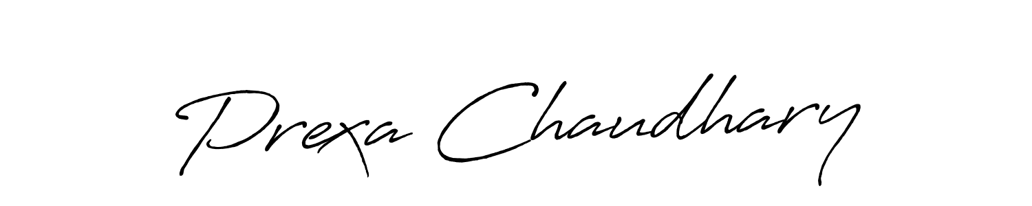 Create a beautiful signature design for name Prexa Chaudhary. With this signature (Antro_Vectra_Bolder) fonts, you can make a handwritten signature for free. Prexa Chaudhary signature style 7 images and pictures png