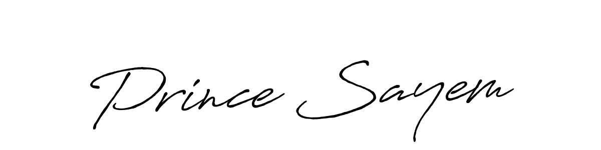 Make a beautiful signature design for name Prince Sayem. With this signature (Antro_Vectra_Bolder) style, you can create a handwritten signature for free. Prince Sayem signature style 7 images and pictures png