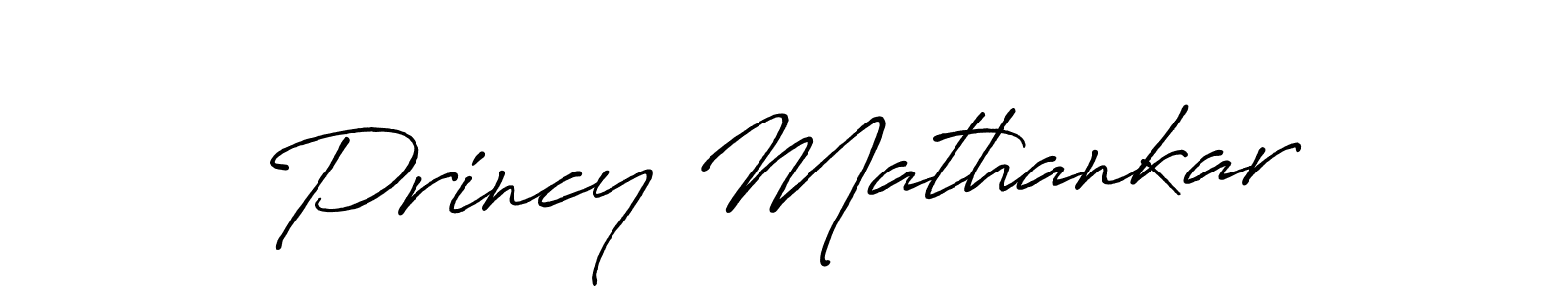 How to make Princy Mathankar name signature. Use Antro_Vectra_Bolder style for creating short signs online. This is the latest handwritten sign. Princy Mathankar signature style 7 images and pictures png