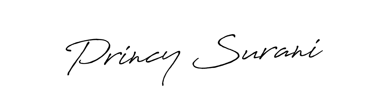 How to make Princy Surani name signature. Use Antro_Vectra_Bolder style for creating short signs online. This is the latest handwritten sign. Princy Surani signature style 7 images and pictures png