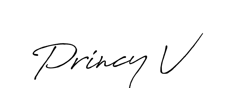 How to make Princy V signature? Antro_Vectra_Bolder is a professional autograph style. Create handwritten signature for Princy V name. Princy V signature style 7 images and pictures png