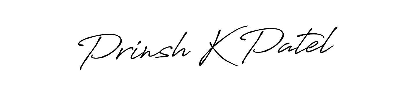 Make a beautiful signature design for name Prinsh K Patel. With this signature (Antro_Vectra_Bolder) style, you can create a handwritten signature for free. Prinsh K Patel signature style 7 images and pictures png