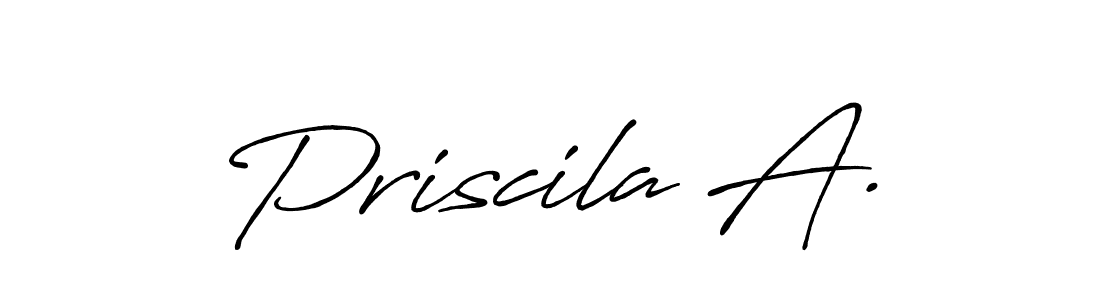 How to make Priscila A. name signature. Use Antro_Vectra_Bolder style for creating short signs online. This is the latest handwritten sign. Priscila A. signature style 7 images and pictures png