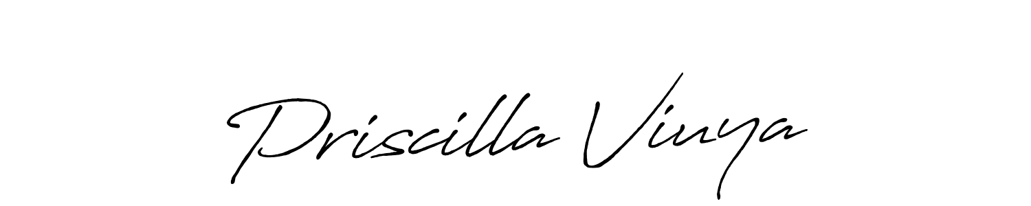 Create a beautiful signature design for name Priscilla Viuya. With this signature (Antro_Vectra_Bolder) fonts, you can make a handwritten signature for free. Priscilla Viuya signature style 7 images and pictures png