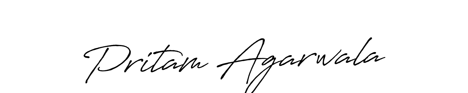 How to make Pritam Agarwala name signature. Use Antro_Vectra_Bolder style for creating short signs online. This is the latest handwritten sign. Pritam Agarwala signature style 7 images and pictures png