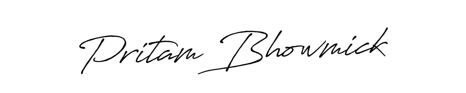 Create a beautiful signature design for name Pritam Bhowmick. With this signature (Antro_Vectra_Bolder) fonts, you can make a handwritten signature for free. Pritam Bhowmick signature style 7 images and pictures png