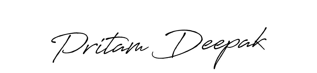 How to make Pritam Deepak name signature. Use Antro_Vectra_Bolder style for creating short signs online. This is the latest handwritten sign. Pritam Deepak signature style 7 images and pictures png