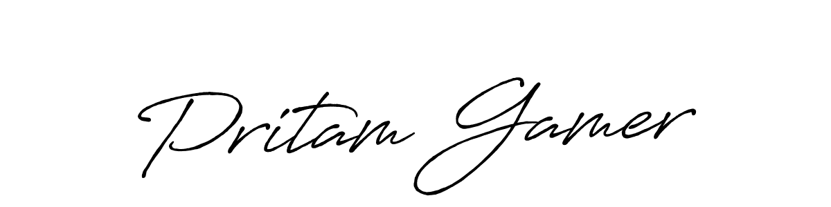 Design your own signature with our free online signature maker. With this signature software, you can create a handwritten (Antro_Vectra_Bolder) signature for name Pritam Gamer. Pritam Gamer signature style 7 images and pictures png