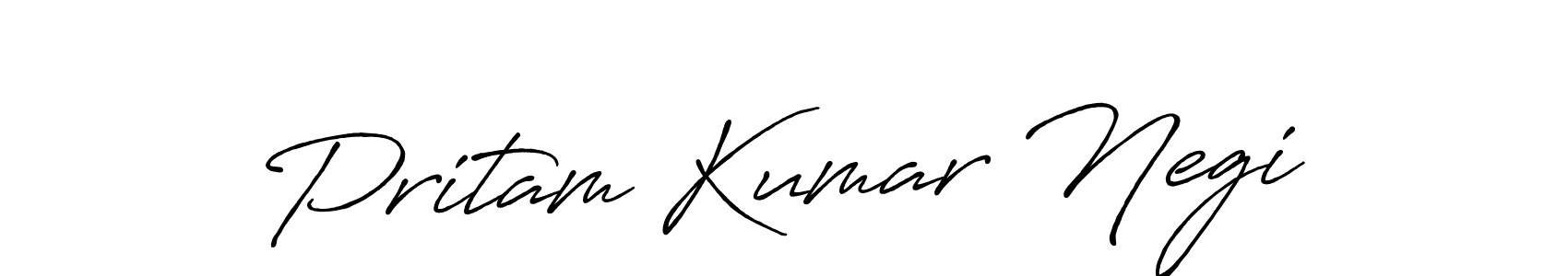 How to make Pritam Kumar Negi name signature. Use Antro_Vectra_Bolder style for creating short signs online. This is the latest handwritten sign. Pritam Kumar Negi signature style 7 images and pictures png