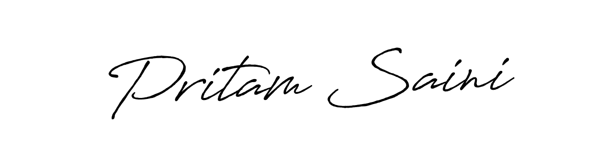 Make a beautiful signature design for name Pritam Saini. With this signature (Antro_Vectra_Bolder) style, you can create a handwritten signature for free. Pritam Saini signature style 7 images and pictures png