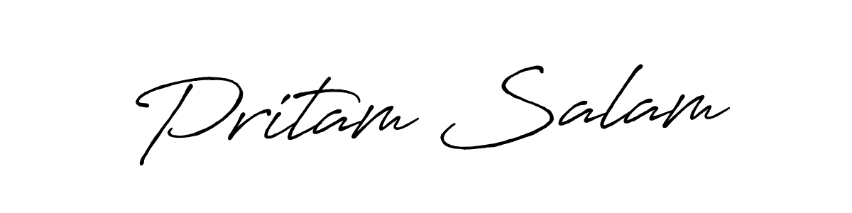 Design your own signature with our free online signature maker. With this signature software, you can create a handwritten (Antro_Vectra_Bolder) signature for name Pritam Salam. Pritam Salam signature style 7 images and pictures png