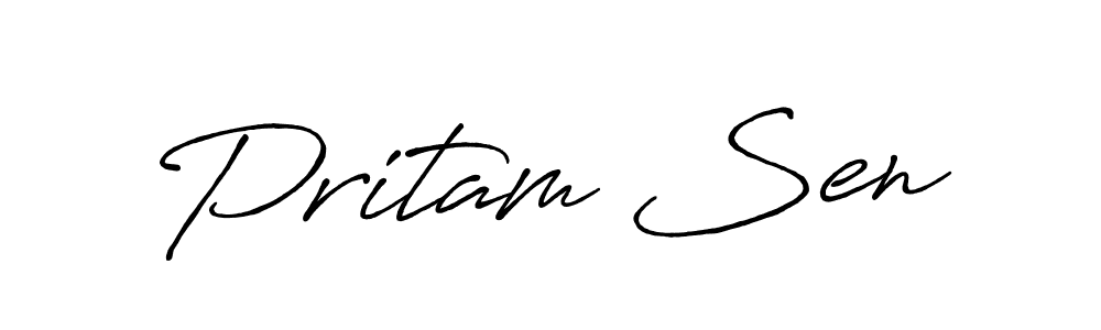 Use a signature maker to create a handwritten signature online. With this signature software, you can design (Antro_Vectra_Bolder) your own signature for name Pritam Sen. Pritam Sen signature style 7 images and pictures png