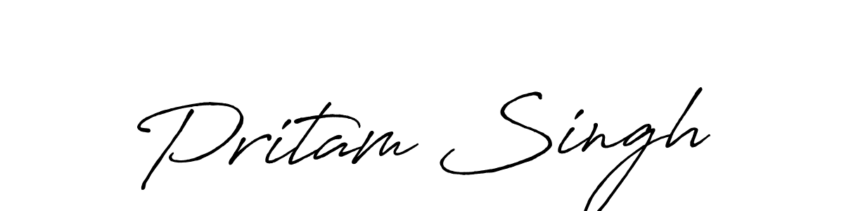 How to make Pritam Singh name signature. Use Antro_Vectra_Bolder style for creating short signs online. This is the latest handwritten sign. Pritam Singh signature style 7 images and pictures png