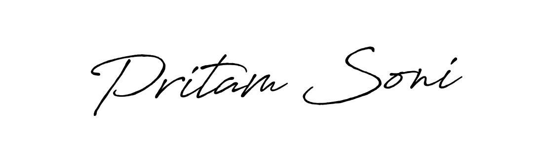 Make a short Pritam Soni signature style. Manage your documents anywhere anytime using Antro_Vectra_Bolder. Create and add eSignatures, submit forms, share and send files easily. Pritam Soni signature style 7 images and pictures png