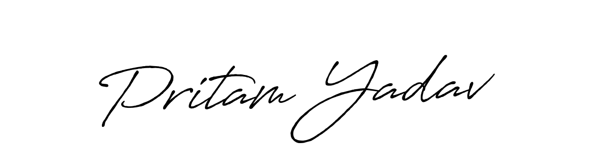 Make a beautiful signature design for name Pritam Yadav. With this signature (Antro_Vectra_Bolder) style, you can create a handwritten signature for free. Pritam Yadav signature style 7 images and pictures png
