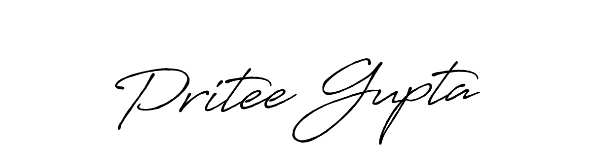 Make a beautiful signature design for name Pritee Gupta. With this signature (Antro_Vectra_Bolder) style, you can create a handwritten signature for free. Pritee Gupta signature style 7 images and pictures png