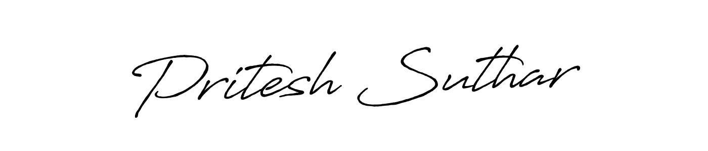 Create a beautiful signature design for name Pritesh Suthar. With this signature (Antro_Vectra_Bolder) fonts, you can make a handwritten signature for free. Pritesh Suthar signature style 7 images and pictures png
