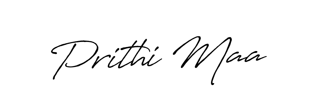 Create a beautiful signature design for name Prithi Maa. With this signature (Antro_Vectra_Bolder) fonts, you can make a handwritten signature for free. Prithi Maa signature style 7 images and pictures png