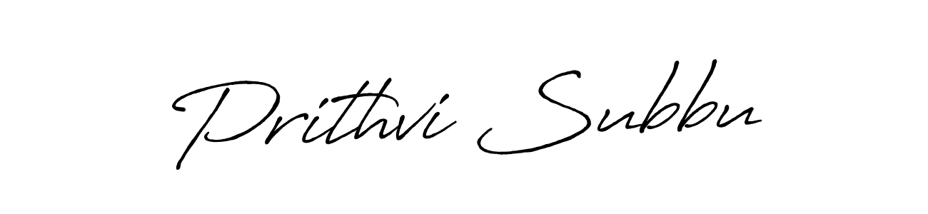 Use a signature maker to create a handwritten signature online. With this signature software, you can design (Antro_Vectra_Bolder) your own signature for name Prithvi Subbu. Prithvi Subbu signature style 7 images and pictures png