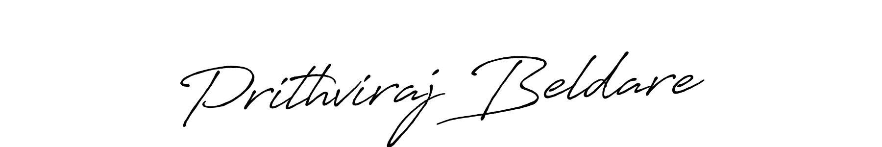 Create a beautiful signature design for name Prithviraj Beldare. With this signature (Antro_Vectra_Bolder) fonts, you can make a handwritten signature for free. Prithviraj Beldare signature style 7 images and pictures png