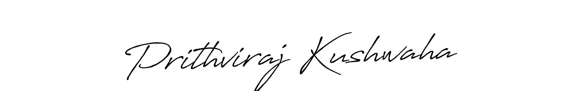 Make a beautiful signature design for name Prithviraj Kushwaha. With this signature (Antro_Vectra_Bolder) style, you can create a handwritten signature for free. Prithviraj Kushwaha signature style 7 images and pictures png