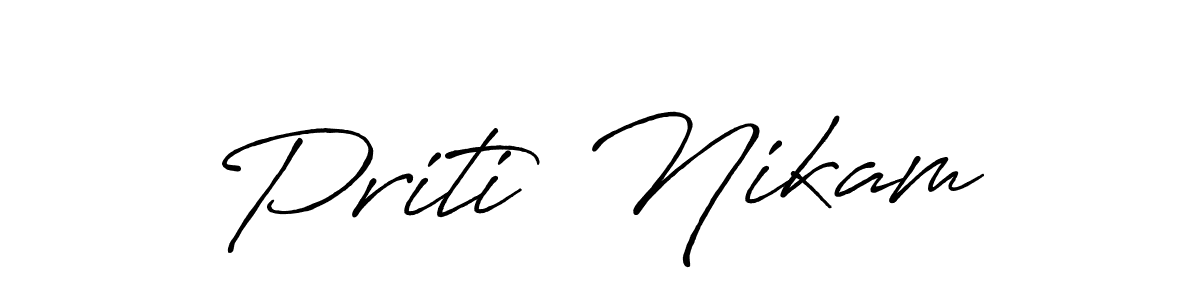 Similarly Antro_Vectra_Bolder is the best handwritten signature design. Signature creator online .You can use it as an online autograph creator for name Priti  Nikam. Priti  Nikam signature style 7 images and pictures png