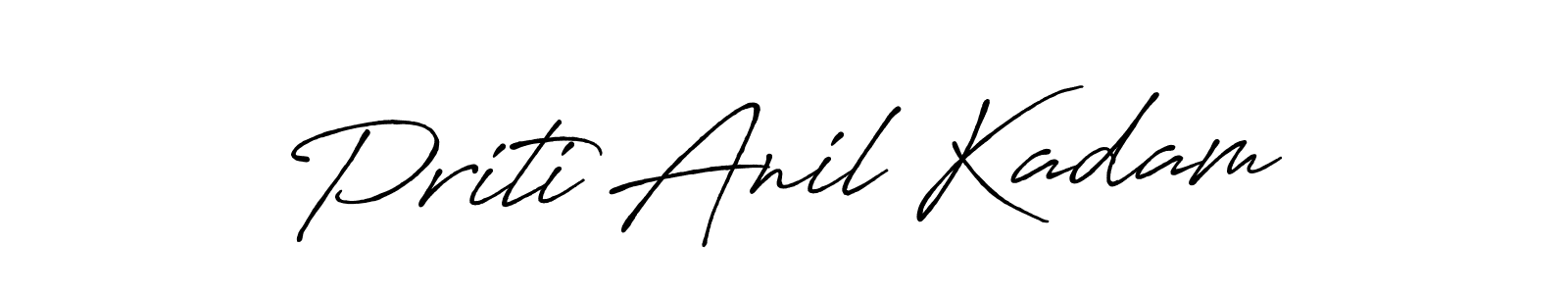 How to make Priti Anil Kadam name signature. Use Antro_Vectra_Bolder style for creating short signs online. This is the latest handwritten sign. Priti Anil Kadam signature style 7 images and pictures png