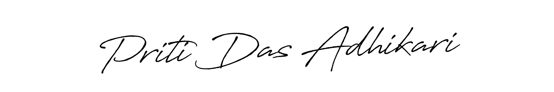 Create a beautiful signature design for name Priti Das Adhikari. With this signature (Antro_Vectra_Bolder) fonts, you can make a handwritten signature for free. Priti Das Adhikari signature style 7 images and pictures png